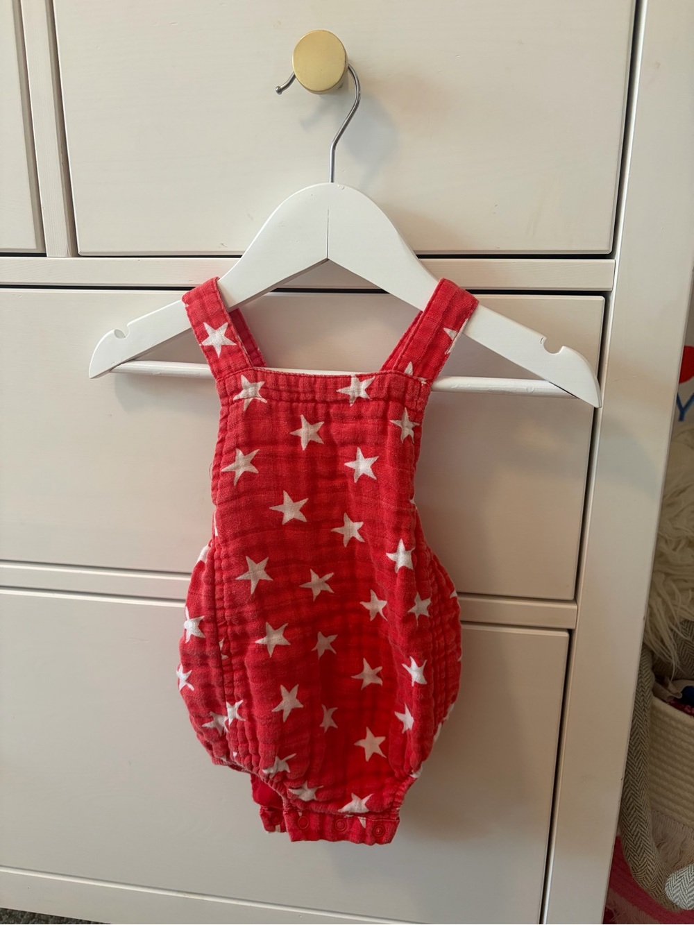 Angel Dear Baby 3-6M Red White Star Print Romper Patriotic Americana
